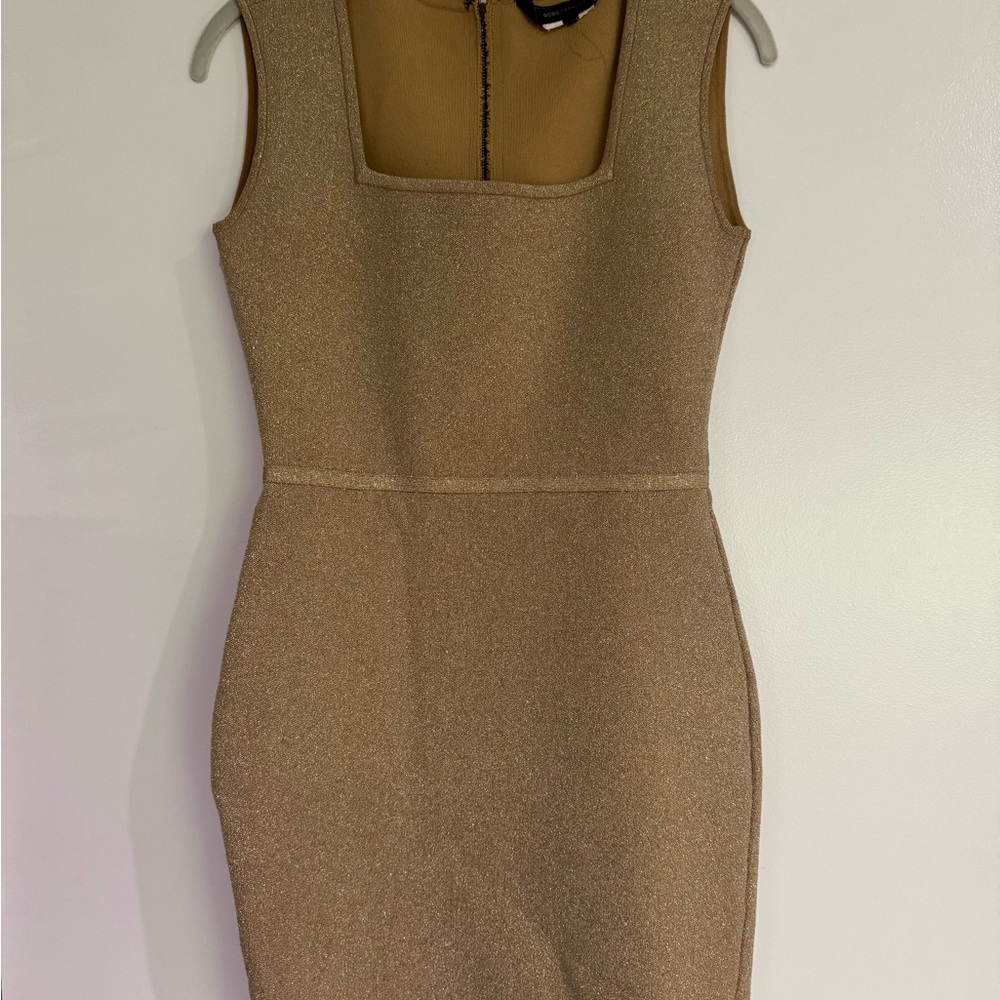BCBGMaxAzria Shimmering Gold Mini Dress